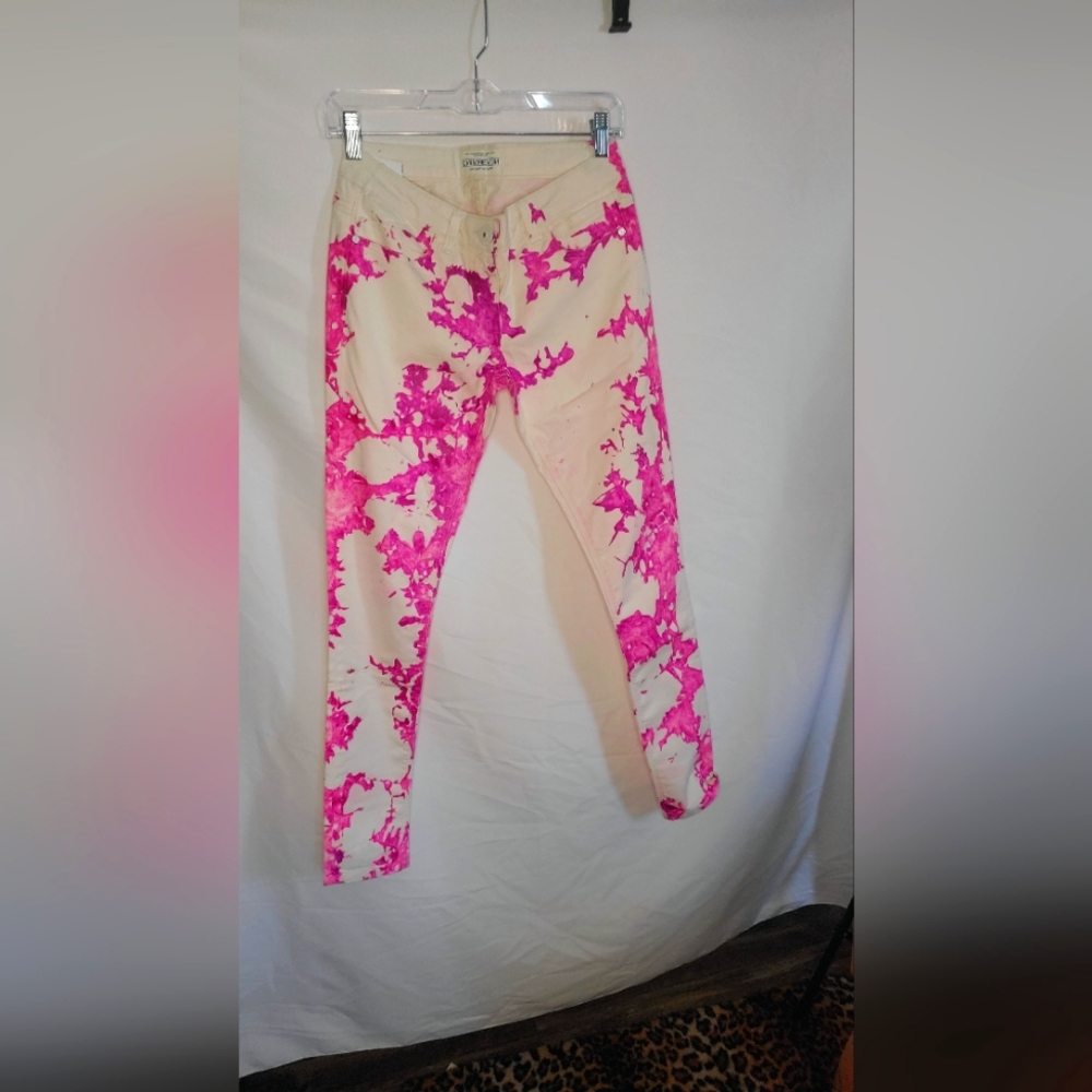 Pink & White Designer Denim Jeans